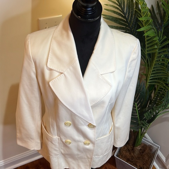 FENDI 365 Ivory 100% Wool Double Breasted Blazer 10 - Picture 5 of 15